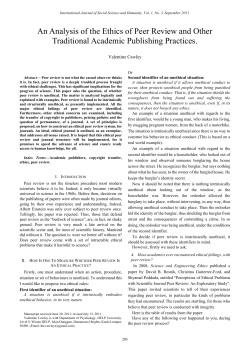 An Analysis of the Ethics of Peer Review and Other Traditional