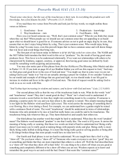 Proverbs Week - TorahResource
