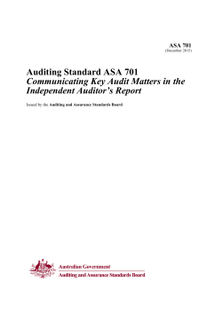 Auditing Standard ASA 701 Communicating Key Audit Matters in the