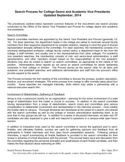 Search Process for College Deans and Academic Vice Presidents