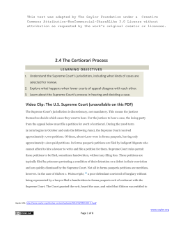 Chapter 2: The Court System &ndash; Section 4: The Certiorari Process