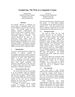 GoogleLing: The Web as a Linguistic Corpus