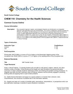 CHEM 110 Chemistry for the Health Sciences
