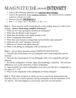 Magnitude and Intensity Questions