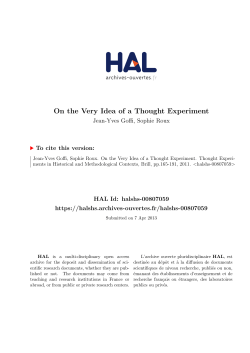 On the Very Idea of a Thought Experiment - Hal-SHS