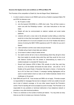 Savanna Got Apples terms and conditions on 5FM and