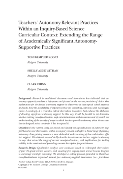 Teachers` Autonomy-Relevant Practices Within an Inquiry