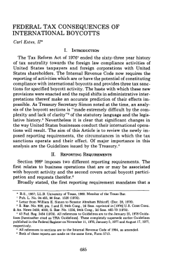 Federal Tax Consequences of International Boycotts