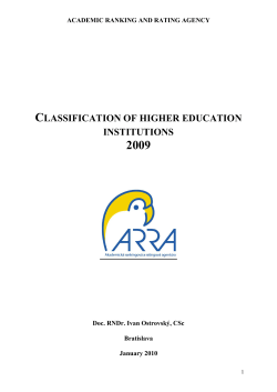 Clasification of Higher Education Institutions 2009