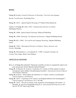 BOOKS Yavaş, M. (in prep.) Unusual Productions in Phonology