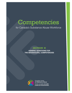 Generic Questions for the Behavioural Competencies