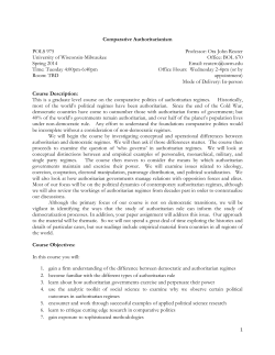 Comparative Authoritarianism POLS 975 University of Wisconsin