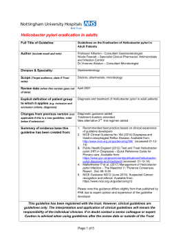 Eradication of Helicobacter Pylori in Adult Patients