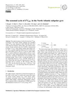 The seasonal cycle of δ3CDIC in the North Atlantic