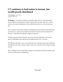 CT Continues to Lead Nation in Income, but Wealth Poorly