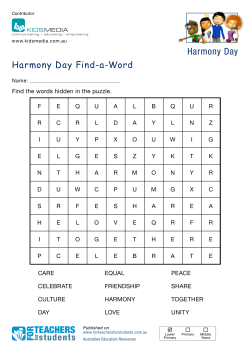 Harmony Day Find-a-Word - FOR TEACHERS for students