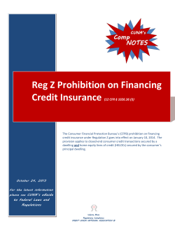 Reg Z Prohibition on Financing