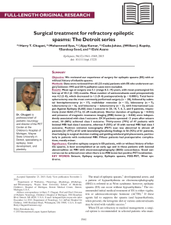 Surgical treatment for refractory epileptic spasms: The Detroit series