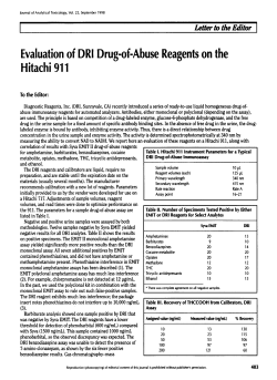 Evaluation of DRI Drug-of-Abuse Reagents on the Hitachi 911