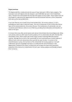 Project overview: The degenerated disc is believed to be the cause