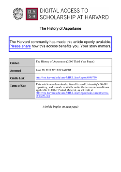 The History of Aspartame The Harvard community has made this