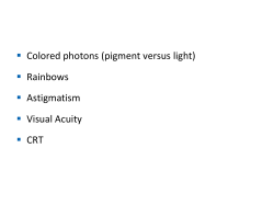 Colored photons (pigment versus light) Rainbows Astigmatism