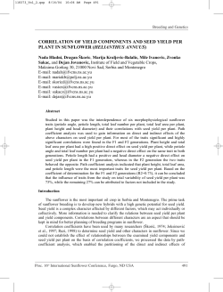 Correlation of yield components and seed yield per plant in sunflower