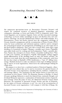 Reconstructing Ancestral Oceanic Society