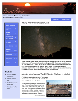 Desert Skies – Summer 2014 - Tucson Amateur Astronomy