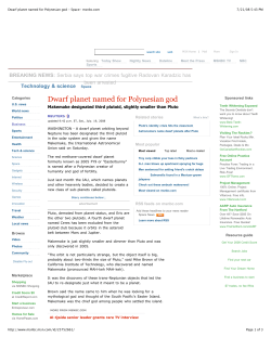 Dwarf planet named for Polynesian god - Space