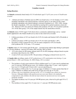 Canadian research Eating Disorders An Ontario community