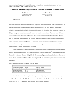 Animacy in Blackfoot