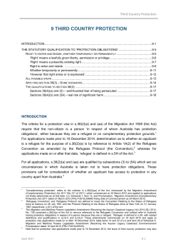 Guide to Refugee Law in Australia: Chapter 9