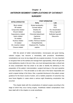 ANTERIOR SEGMENT COMPLICATIONS OF CATARACT SURGERY