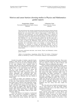 Motives and career barriers choosing studies in Physics and