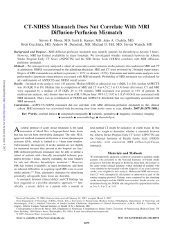 CT-NIHSS Mismatch Does Not Correlate With MRI Diffusion