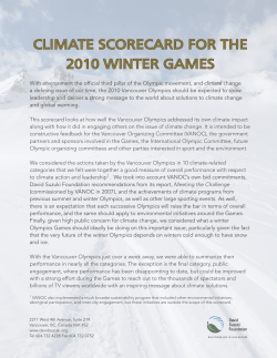 Climate scorecard for the 2010 winter games