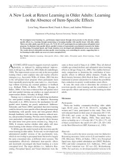 A New Look at Retest Learning in Older Adults: Learning in the