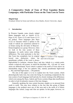 A Comparative Study of Tone of West Ugandan Bantu