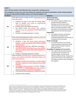 Grade: 3 Claim: Writing: Students write effectively when using and/or
