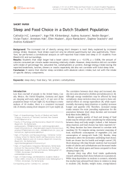 Sleep and Food Choice in a Dutch Student Population