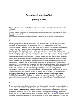 The Metropolis and Mental Life by Georg Simmel