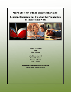 More Efficient Public Schools in Maine: Learning Communities