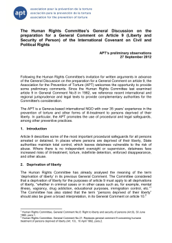 The Human Rights Committee`s General Discussion on the