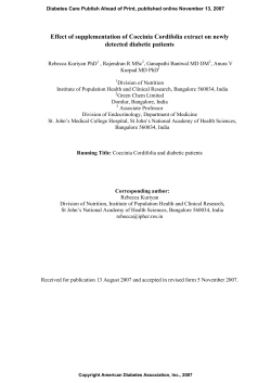 Effect of supplementation of Coccinia Cordifolia