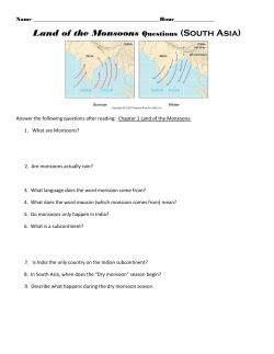 Land of the Monsoons Questions (South Asia)