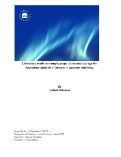 Literature study on sample preparation and storage for Speciation