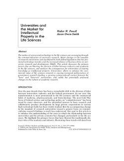 Universities and the market for intellectual property in the life sciences