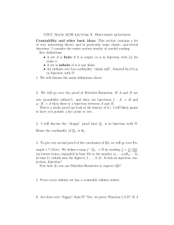 UIUC Math 347H Lecture 9: Discussion questions Countability and