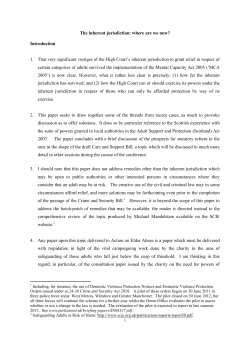 The inherent jurisdiction: where are we now?